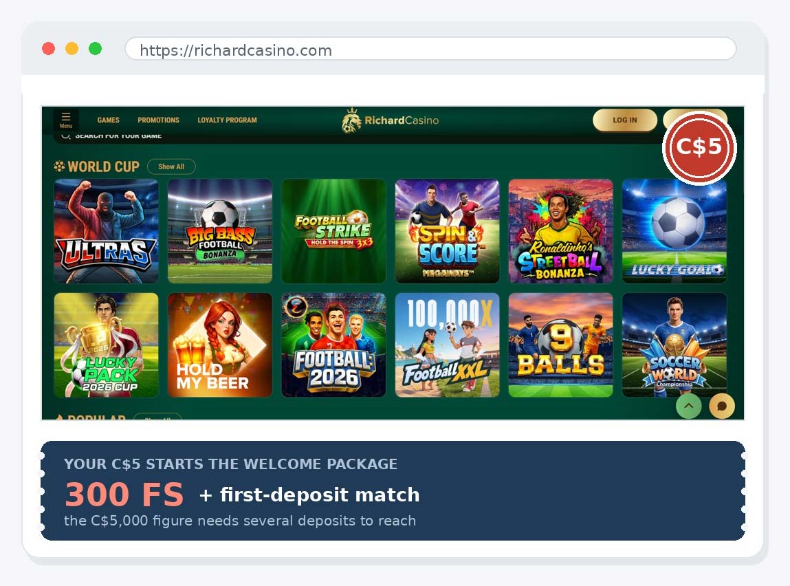 Richard casino site five dollars review